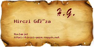 Hirczi Géza névjegykártya